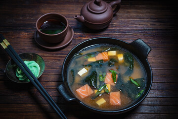 Fish soup- asian food. Cooking fast