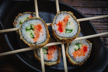 Sushi- delicious asian. Fastfood- restaurant concept