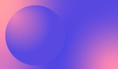 Gradient circle sphere on blue and pink background. Blurred holographic abstract soft vibrant background.
