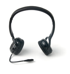 Fototapeta na wymiar Black headphones isolated on a white background