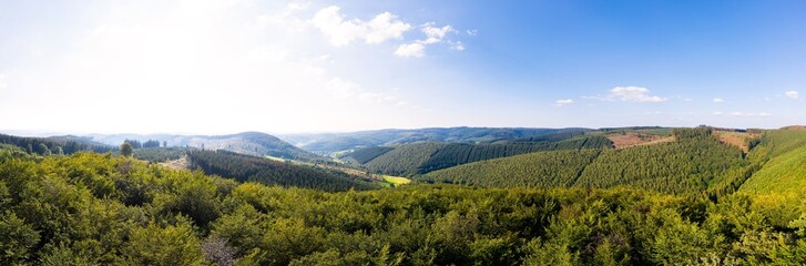 Fototapeta na wymiar the rothaargebirge mountains in germany panorama