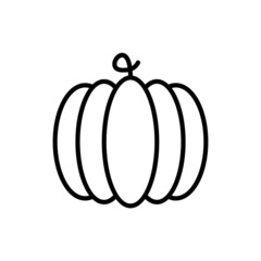 Pumpkin thin line icon, symbol of Halloween. Modern vector illustration