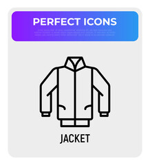Jacket, bomber thin line icon. Clothing. Modern vector illustration.