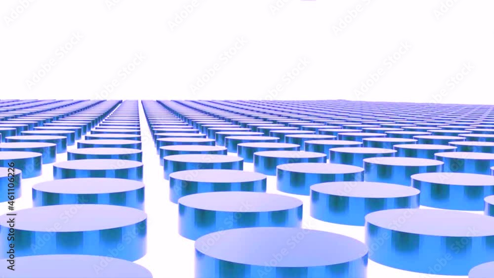 Poster vibrations on surface from ball. design. 3d field of disks moving like waves on white background. ba
