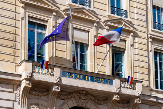 Paris, France - 5 octobre 2021: Vue extérieure du siège social de la Banque de France, banque centrale de la France faisant partie du système de l'euro
