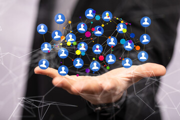 Business people silhouettes network team