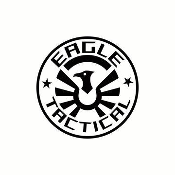 military eagle logo design in circle shape design template, emblem logo for military tactical armory security