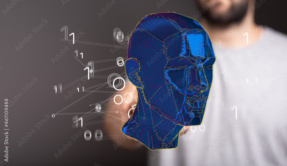 Aufkleber head form lines, triangles and particle style