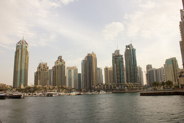 Fototapeta na wymiar beach, yachts and high-rise buildings in Dubai