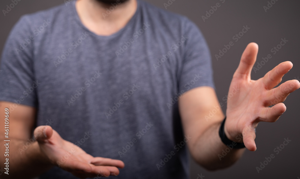 Poster open hand presentation empty  with body