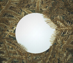 Christmas creative copy space with golden pine trees. Happy New Year.  
