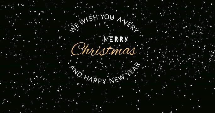 Animation of merry christmas text on black background