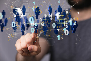 network holding in hand 3d connection data