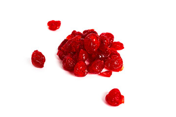 Dried cherries isolated on a white background.