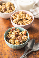 Sweet granola cereals in bowl.