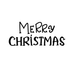 Merry Christmas Background With Typography black on wite