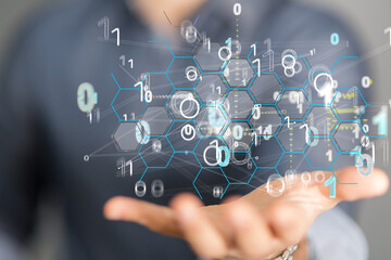 Big data and artificial intelligence concept. Machine learning and cyber mind domination