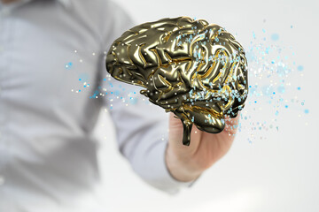 Human brain activity with plexus lines.. External cerebral connections in the frontal lobe.