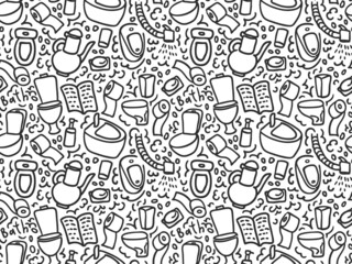 Toilet doodle seamless pattern