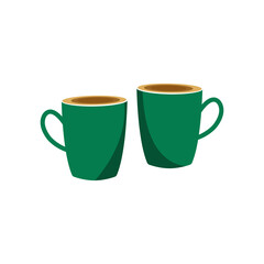 two cups with tea. vector illustration