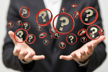 3d question marks background concept.