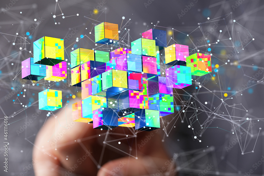 Poster artificial intelligence cloud technology. integrated digital web concept background
