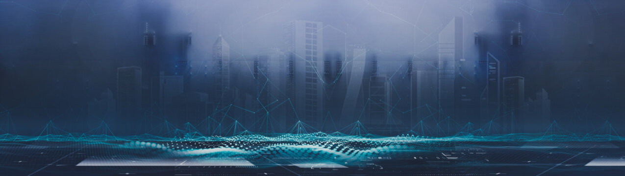 Abstract Cubes City Panoramic Background Design