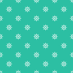 Green seamless pattern with white ship wheel.