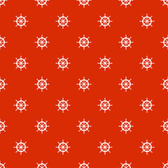 Orange seamless pattern with white ship wheel.