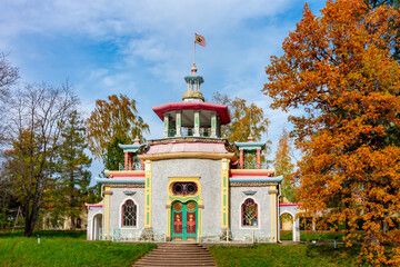 Creaking summer-house in autumn in Tsarskoe Selo (Pushkin), Saint Petersburg, Russia