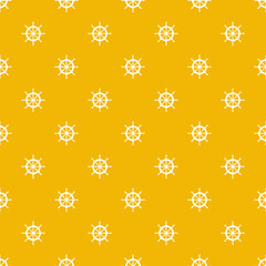 Yellow seamless pattern with white ship wheel.