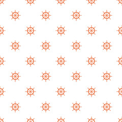 White seamless pattern with pink ship wheel.