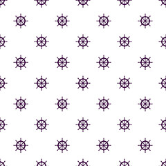 White seamless pattern with purple ship wheel.