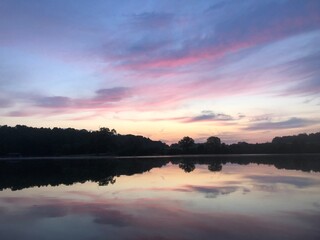Fototapeta premium sunset over the lake