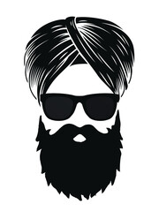 Beard and turban sikh symbol Graphic trendy design