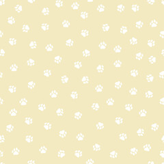 Beige seamless pattern with white paws.