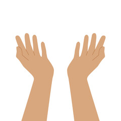 Two praying hands. Open your empty palms up. Vector flat illustration isolated on white background.
