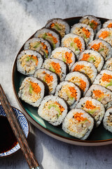 Korean traditional food Kimbap rolls slices