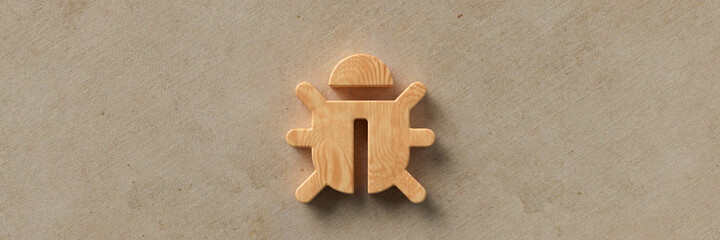 wooden bug icon on paper background
