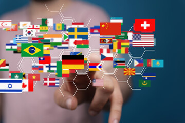 Global communication, international messaging and translation concept