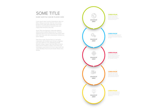 Minimalistic Five Vertical Steps Elements Layout with Circles