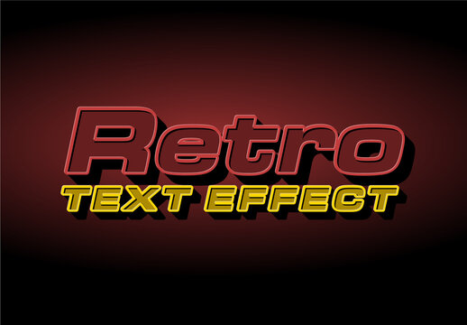 3D Retro Red and Yellow Text Style Effect