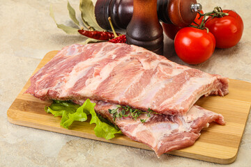 Raw pork ribs for cooking