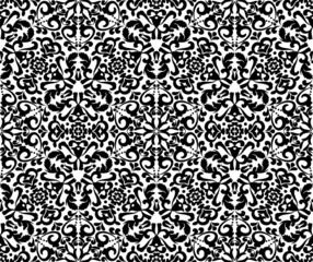 Floral ornament, seamless pattern. Elegant patterned background. Black and white. Monochrome seamless pattern.