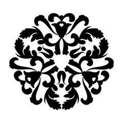 Vector circular mandala ornament in black on white background. For stencil Tattoo marquetry laser cutting and prints.