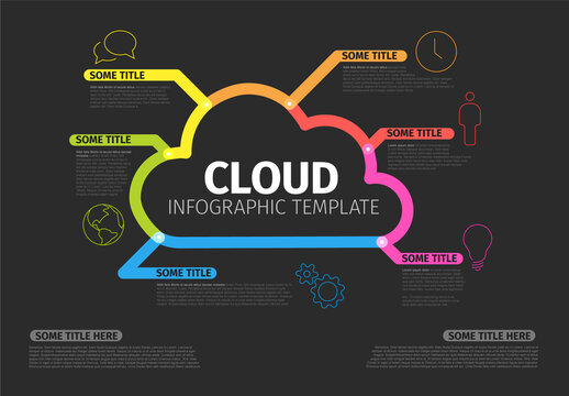 Vector Dark Cloud Storage Infographic Layout