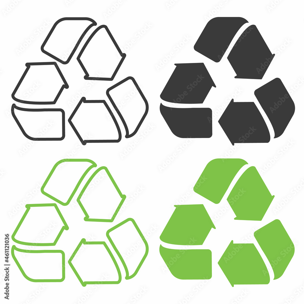 Aufkleber recycle icon vector in freen and black.