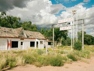Abandoned motel and cafe on Route 66 in New Mexico