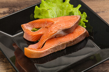 Two pink salmon fish steak