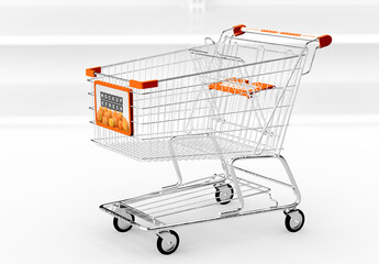 Shopping Metal Cart Side Mockup